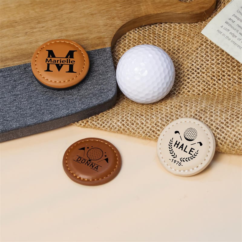 Custom Magnetic PU Leather Golf Ball Markers